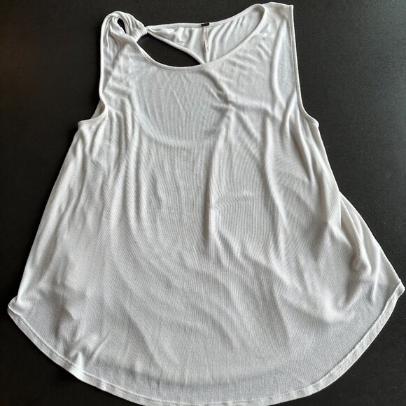 Free People Rolled Strap Asymmetrical Cut-Out Ribbed Tank - White - Medium - Picture 1 of 6
